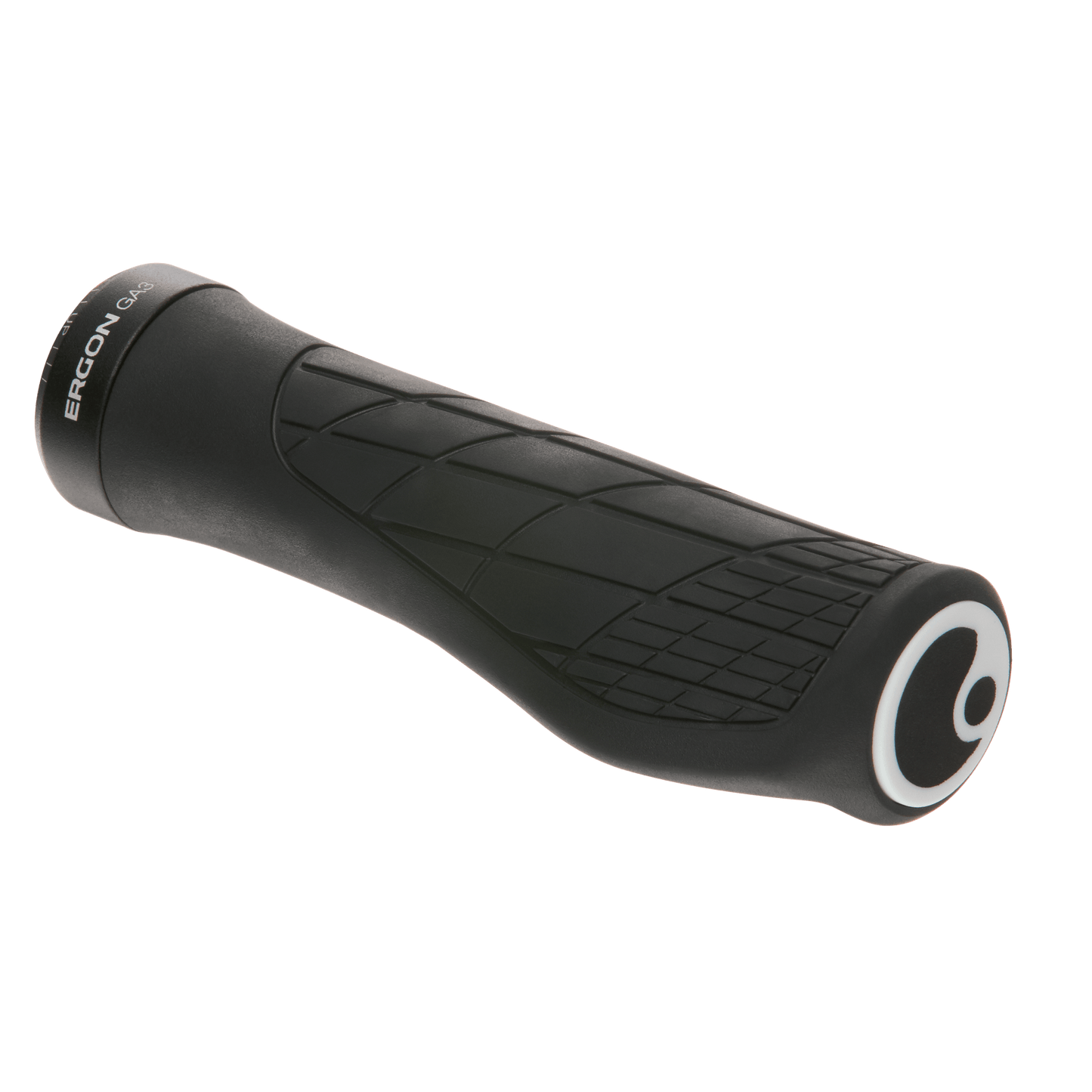 Ergon GA-3 Black Grips with mini-wing design for MTB ergonomics and wrist support, made in Germany.