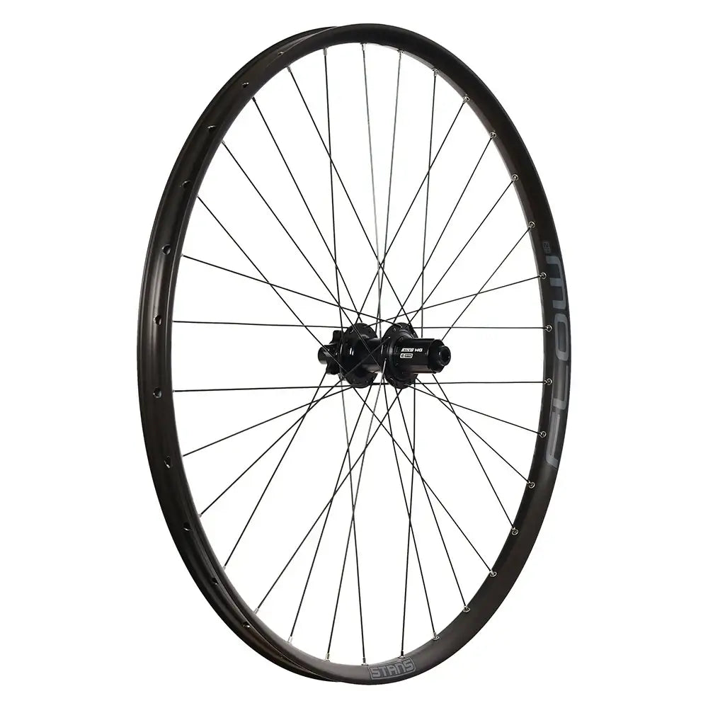 Stans Flow S2 6-Bolt Rear Wheel showcasing durable design and patented Bead Socket Technology for tubeless performance.