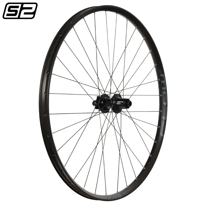 Stans Flow S2 6-Bolt Rear Wheel showcasing robust design for enhanced tubeless performance and durability.