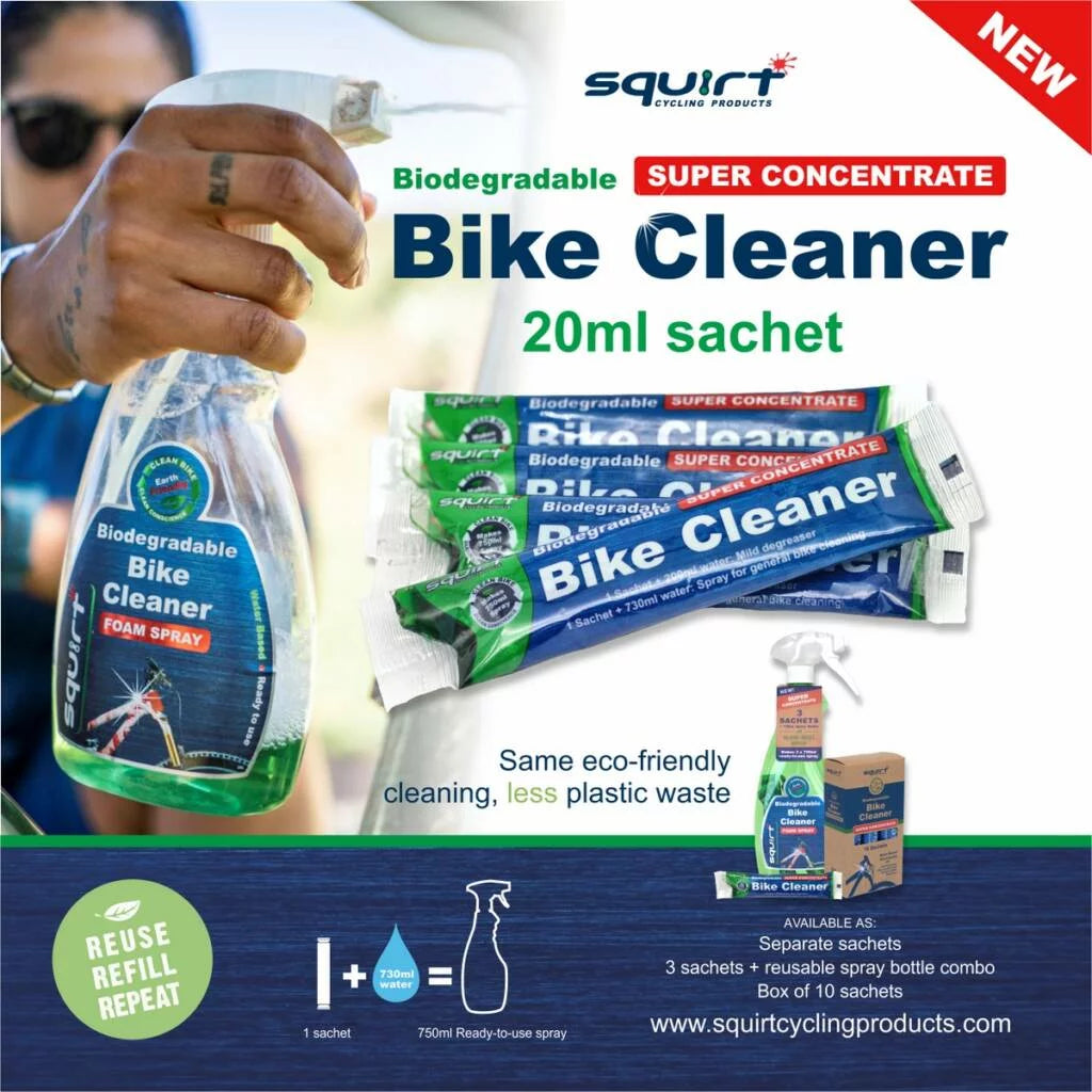 Squirt Biodegradable Bike Cleaner with 3 super concentrate refill sachets