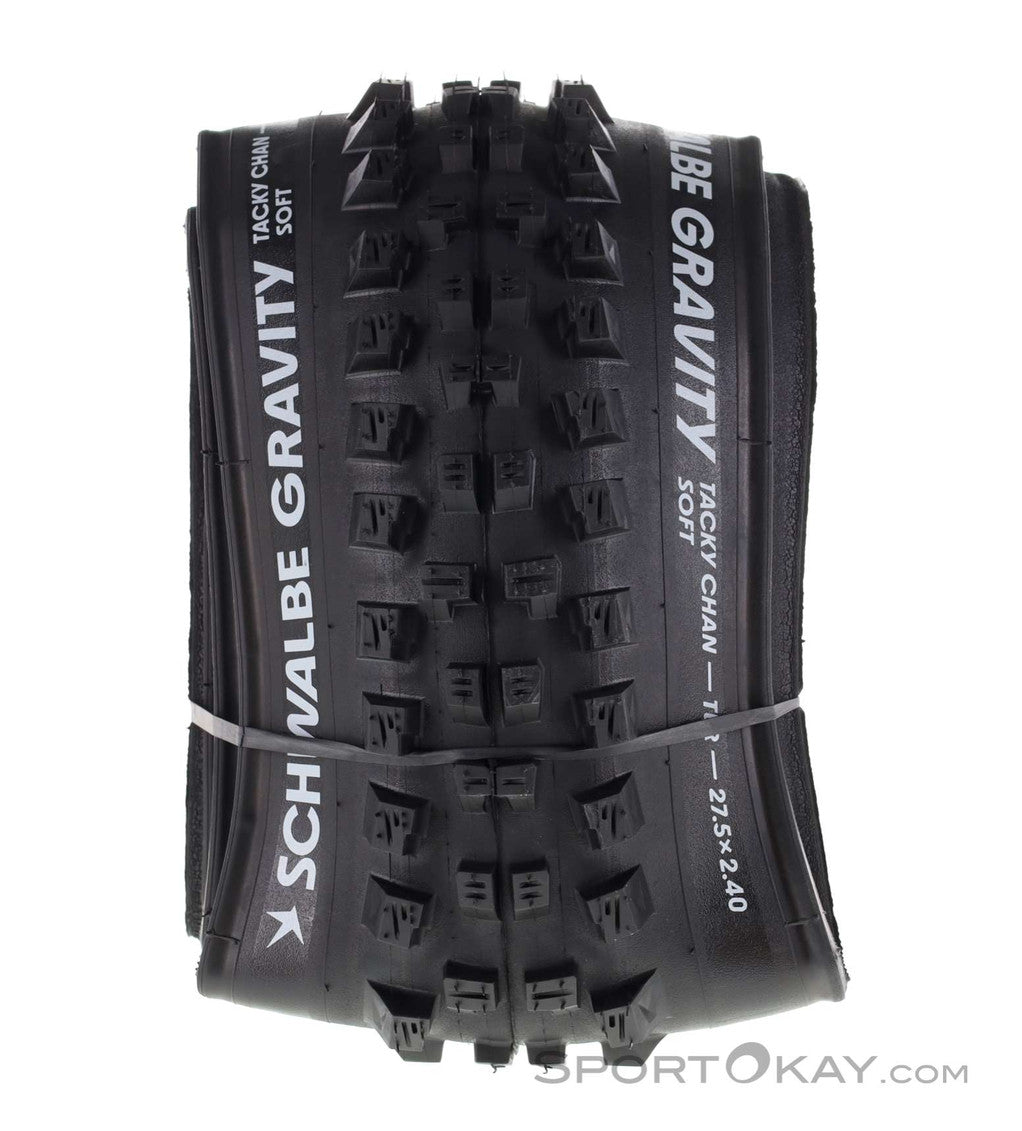 Schwalbe Gravity Soft bicycle tire on a white background